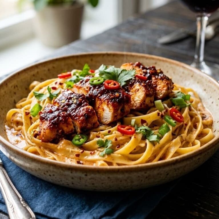 Chili Sos Tavuklu Fettuccine